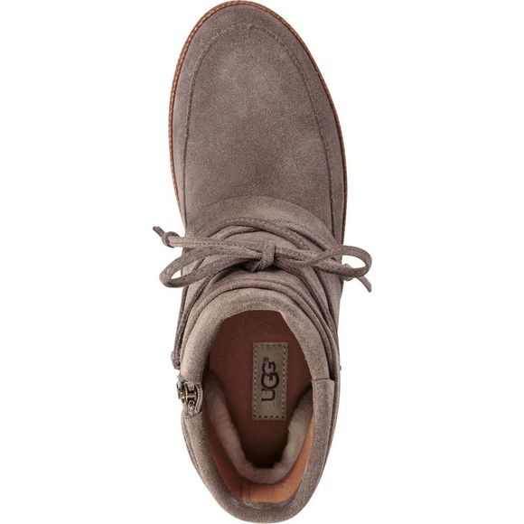 Ugg Womens Reid Taupe Suede Flat Ankle Moccasin Boots Shoes NWT - Picture 4 of 4